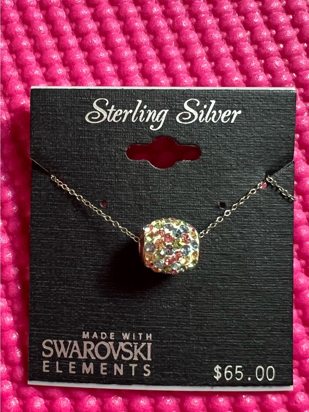 Swarovski Sterling Silver Multicolor Crystal Cluster Necklace